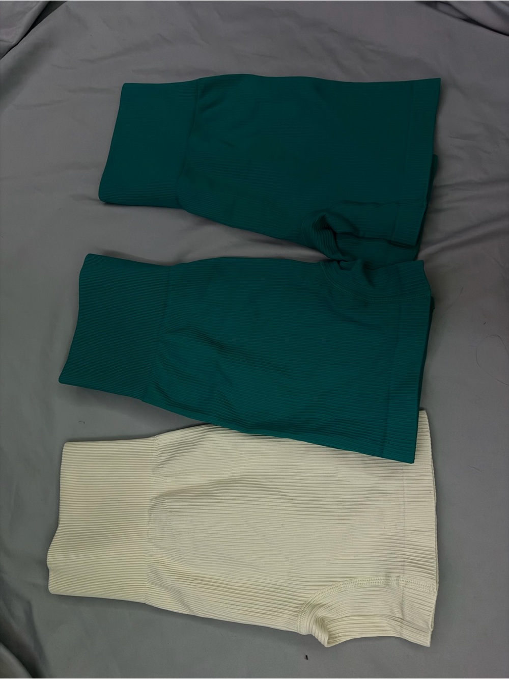3 Pack SHEIN Ribbed Athletic Bike Shorts in Teal & Cream
